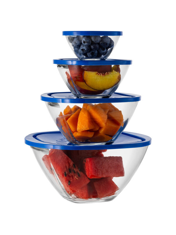Set 4 magic bowls blue lid